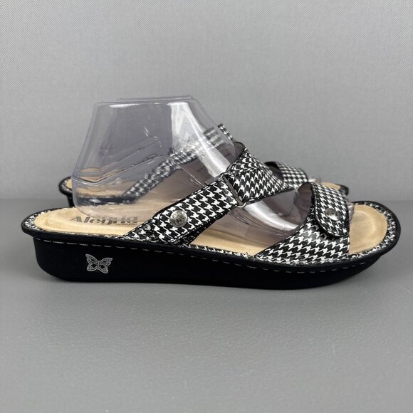 Alegria Venice Sandals Leather Slip On Houndstooth Womens 41 US 10.5/11 VEN-505 - Picture 1 of 9
